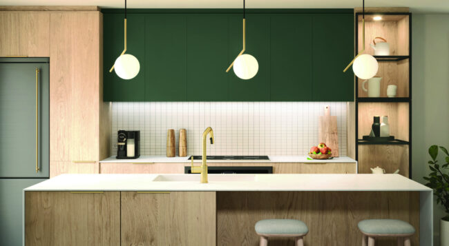 Cuisine avec couleur primaire verte